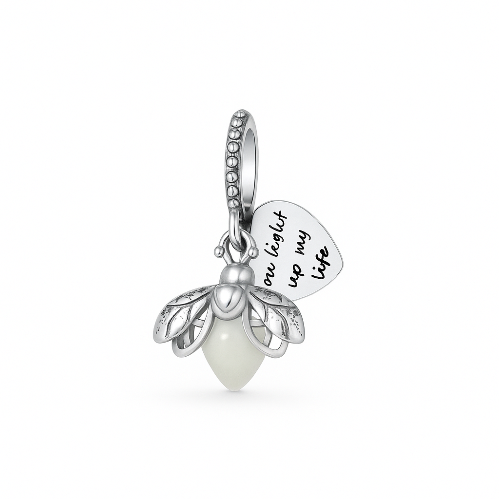 Berloque Charm Pendente Vagalume que Brilha no Escuro em Prata 925 – Yuna Joias - Yuna Joias