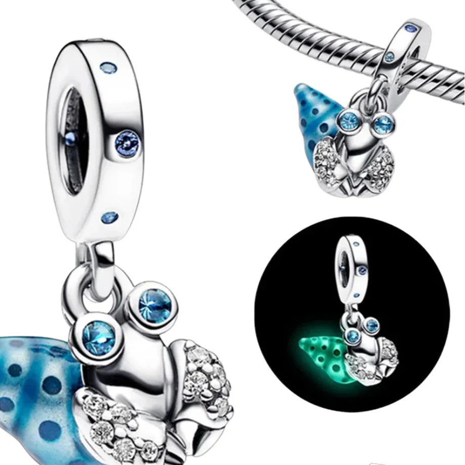 Berloque Pendente Caranguejo-Eremita Brilha no Escuro em Pra 925 - Yuna Joias - Yuna Joias