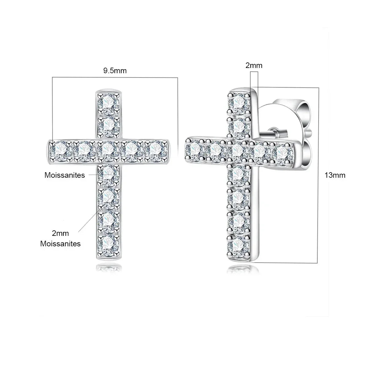 Brinco de Cruz com Moissanite em Prata 925 e Ouro 18k – Yuna Joias - Yuna Joias