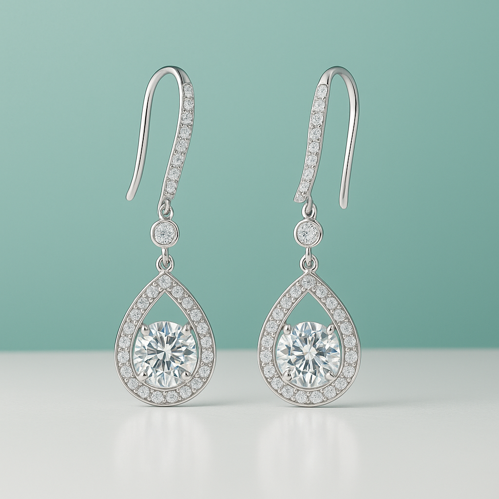 Brincos com Moissanite 2.0ct – Prata 925 com Ouro 18k - Yuna Joias - Yuna Joias