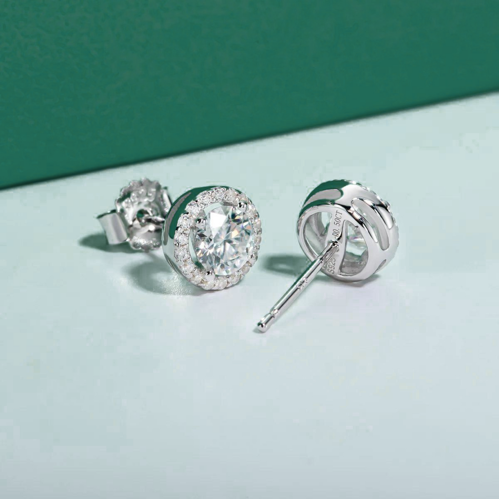 Brincos de Moissanite 1ct com Prata 925 Banhada a Ouro 18k - Yuna Joias - Yuna Joias