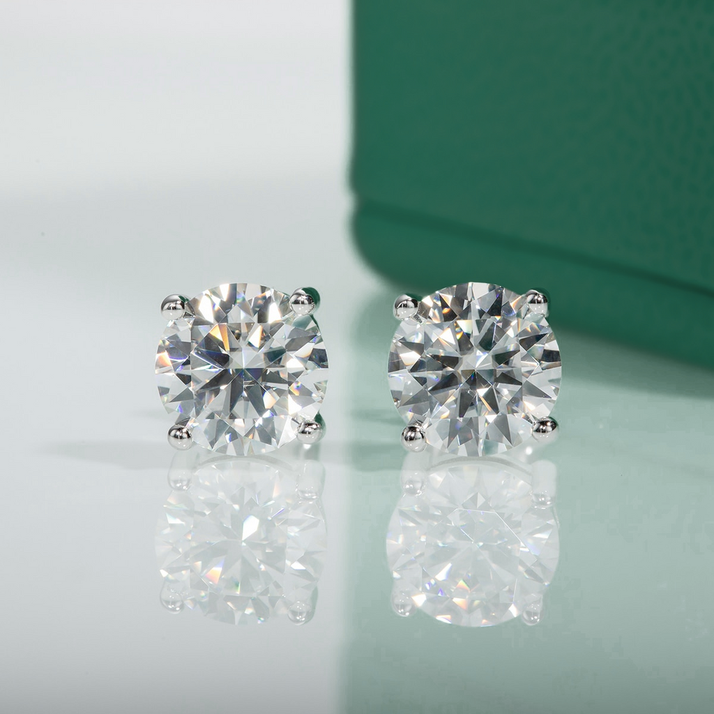 Brinco de Moissanite 4.0ct Prata 925 com Banho de Ouro Branco – Yuna Joias - Yuna Joias