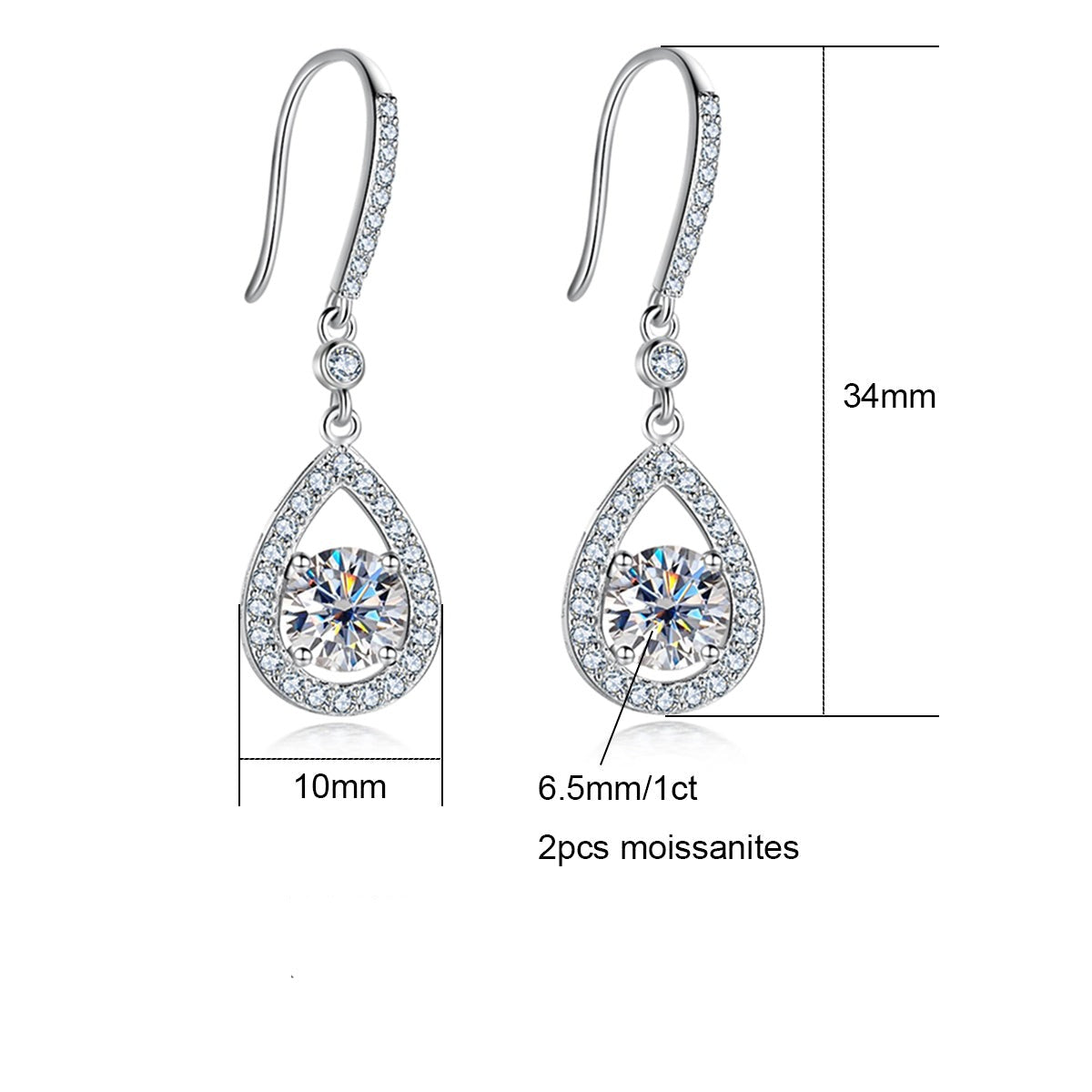 Brincos com Moissanite 2.0ct – Prata 925 com Ouro 18k - Yuna Joias - Yuna Joias