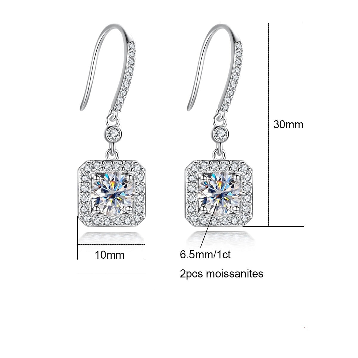 Brincos de Moissanite 2.0 Ct em Prata 925 com Banho de Ouro 18K – Yuna Joias - Yuna Joias