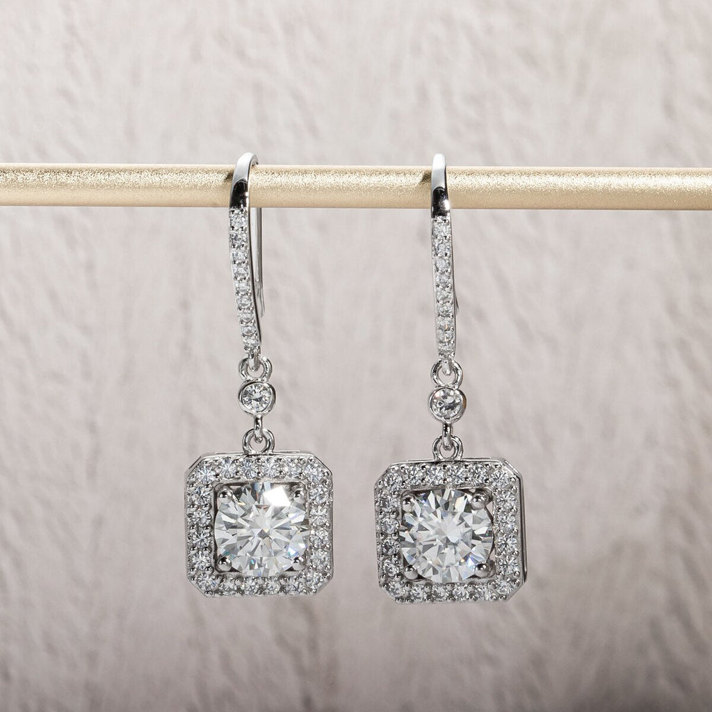 Brincos de Moissanite 2.0 Ct em Prata 925 com Banho de Ouro 18K – Yuna Joias - Yuna Joias