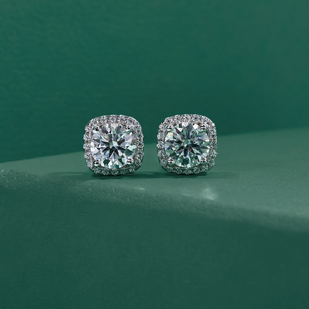 Brinco Moissanite 1ct em Prata 925 com Banho de Ouro 18K – Yuna Joias - Yuna Joias