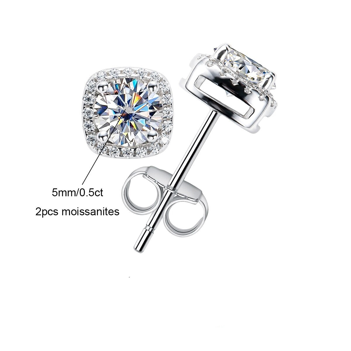 Brinco Moissanite 1ct em Prata 925 com Banho de Ouro 18K – Yuna Joias - Yuna Joias
