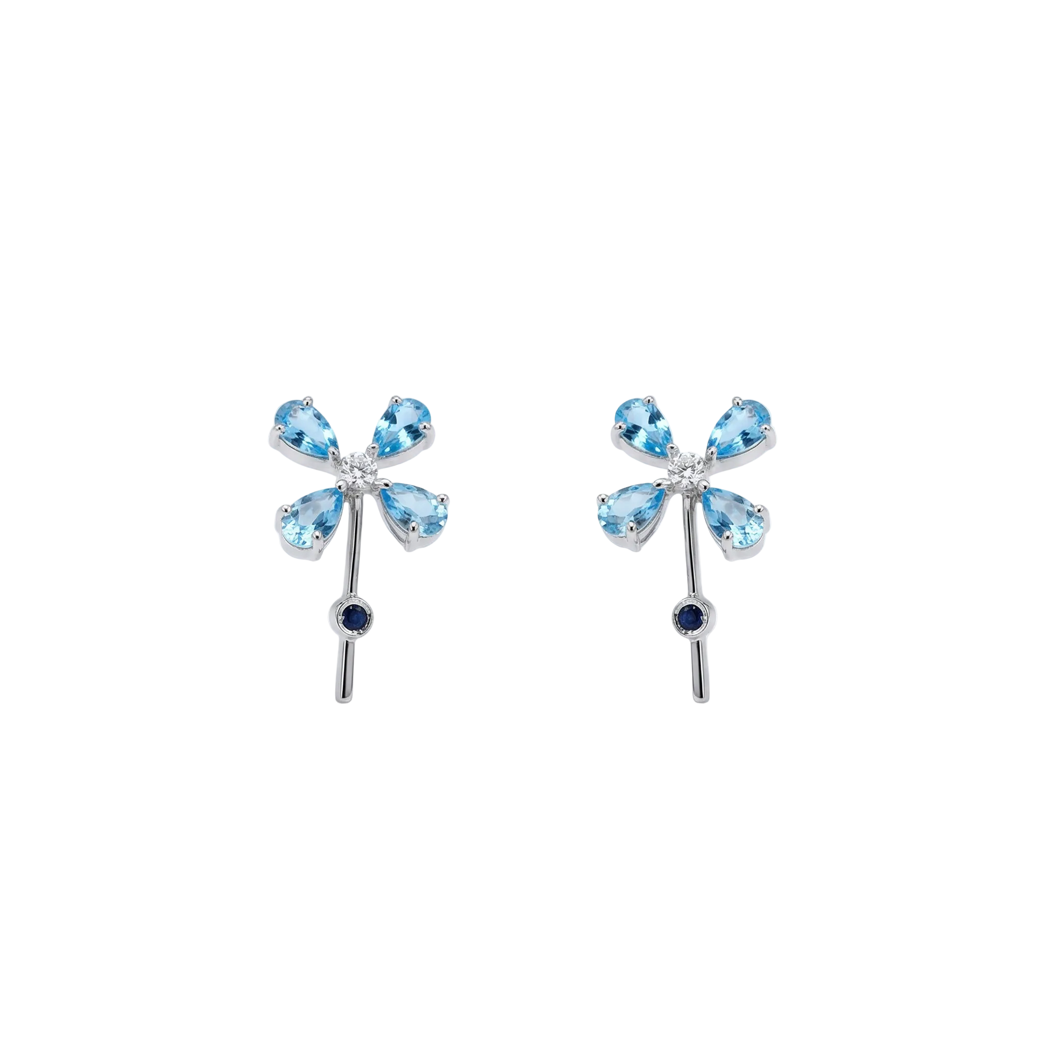 Brinco flor em topázio azul