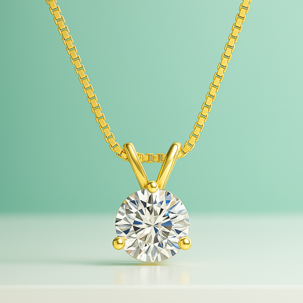 Colar com Moissanite de 1 Quilate – Prata 925, Ródio e Detalhes em Ouro 18k - Yuna Joias - Yuna Joias