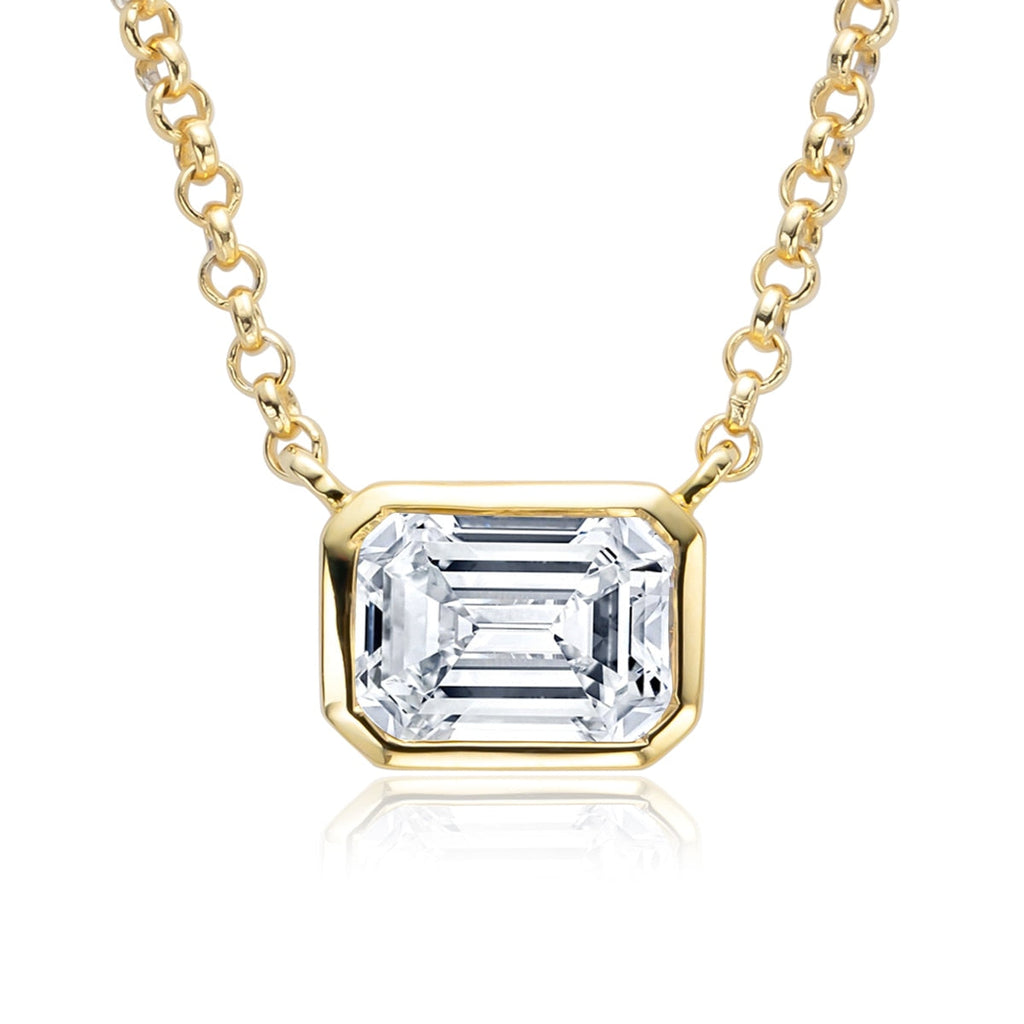 Colar com Moissanite Esmeralda 1ct em Prata 925 com Ouro 18k – Yuna Joias - Yuna Joias