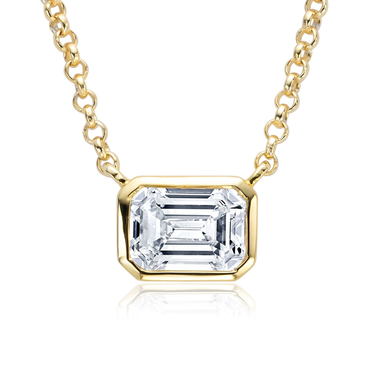 Colar com Moissanite Esmeralda 1ct em Prata 925 com Ouro 18k – Yuna Joias - Yuna Joias
