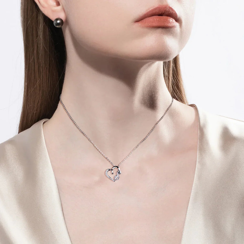 Colar de Coração com Infinito em Prata 925 e Moissanite D-VVS1 – Yuna Joias - Yuna Joias