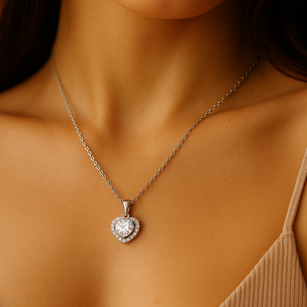 Colar de Prata 925 Moissanite em Ouro Branco 18K - Yuna Joias - Yuna Joias