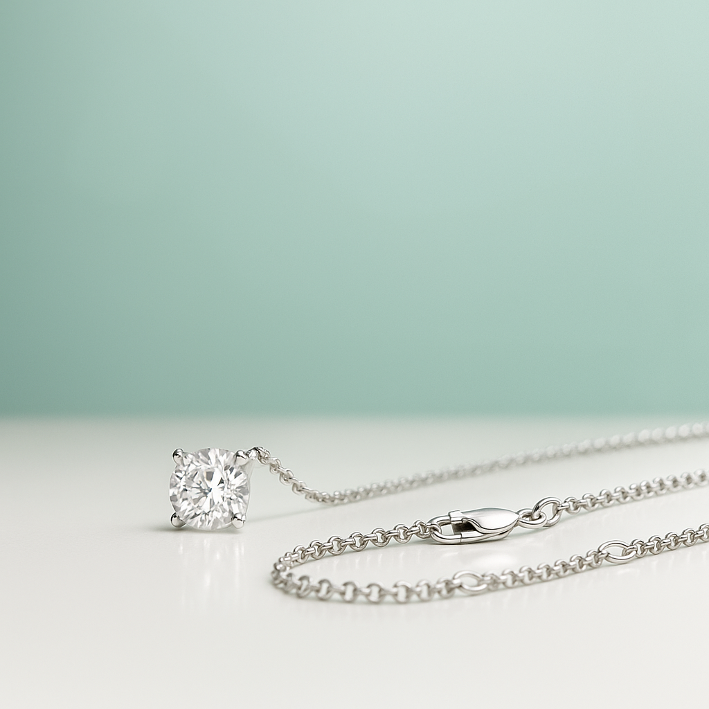 Colar Ponto de Luz com Moissanite Brilhante – Prata 925, Ouro 18K e Certificação GRA - Yuna Joias - Yuna Joias