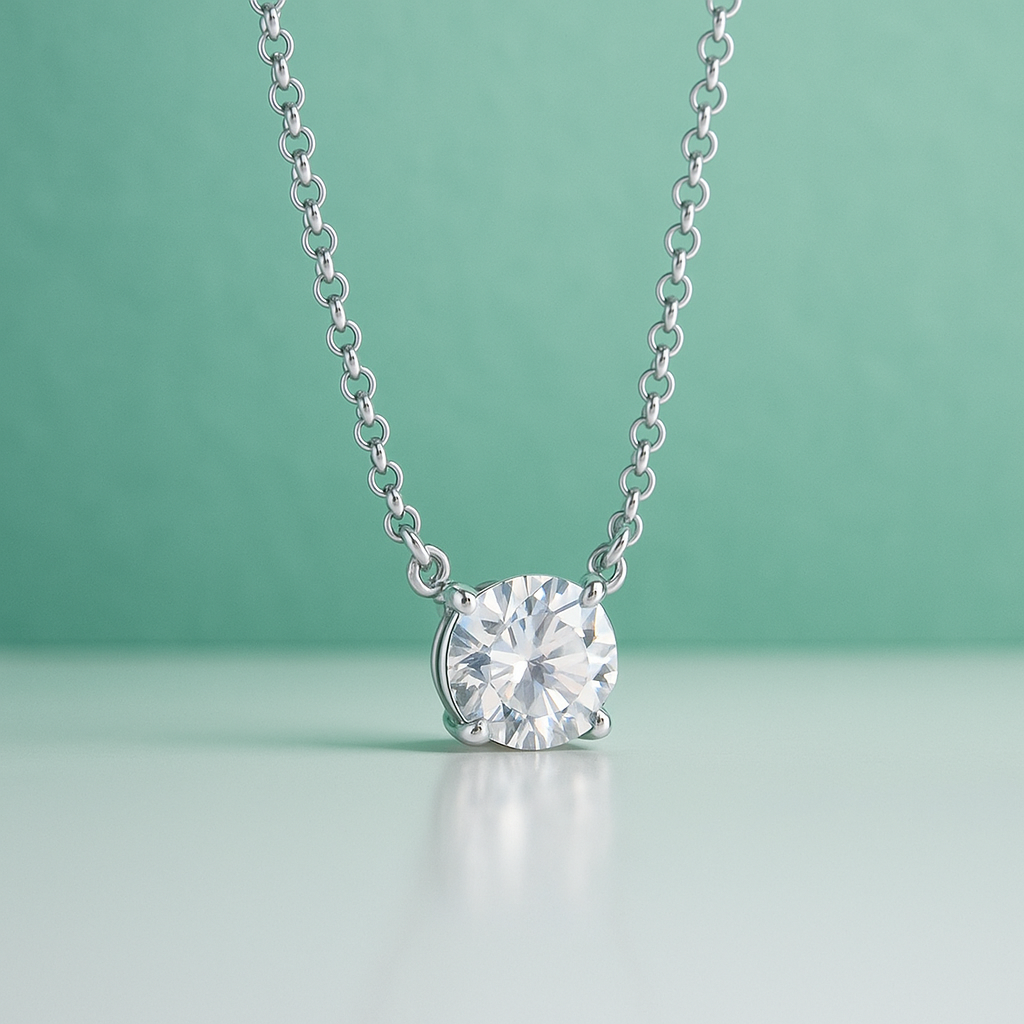 Colar Ponto de Luz com Moissanite Brilhante – Prata 925, Ouro 18K e Certificação GRA - Yuna Joias - Yuna Joias