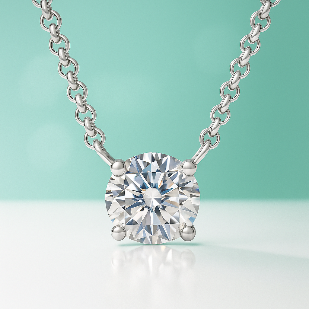 Colar Ponto de Luz com Moissanite Brilhante – Prata 925, Ouro 18K e Certificação GRA - Yuna Joias - Yuna Joias