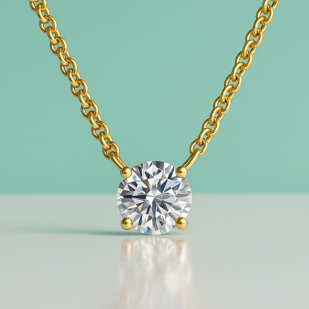 Colar Ponto de Luz com Moissanite Brilhante – Prata 925, Ouro 18K e Certificação GRA - Yuna Joias - Yuna Joias