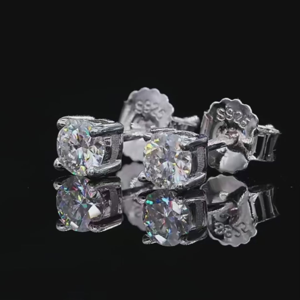 Brincos Moissanite 0.3ct (4mm) Prata 925 com Ródio e Ouro Branco