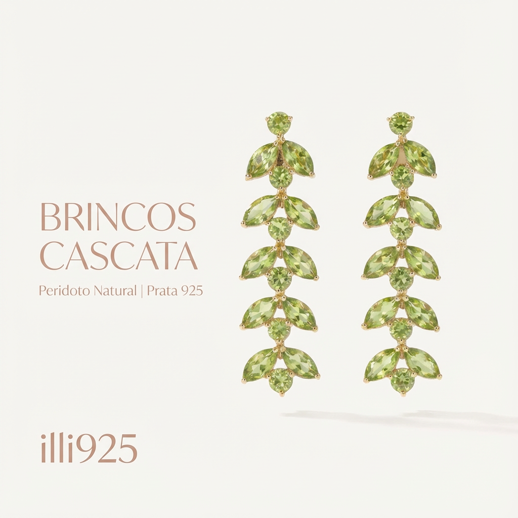 Brinco folhas e topázios