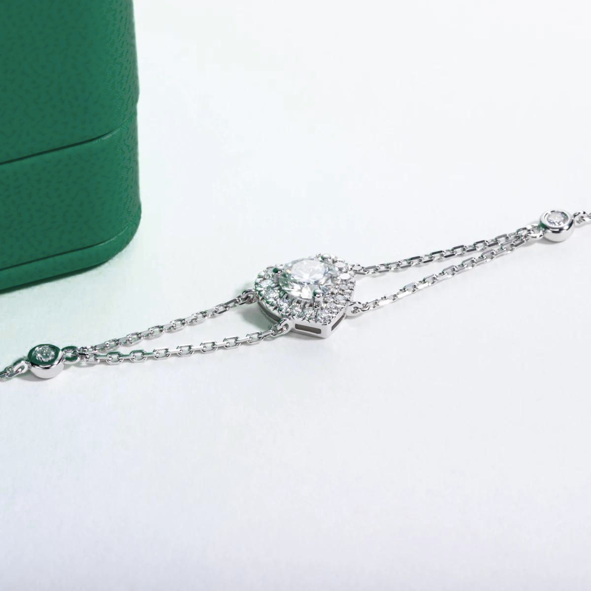 Pulseira com Moissanite em Prata 925 Formato de Coração - Yuna Joias - Yuna Joias